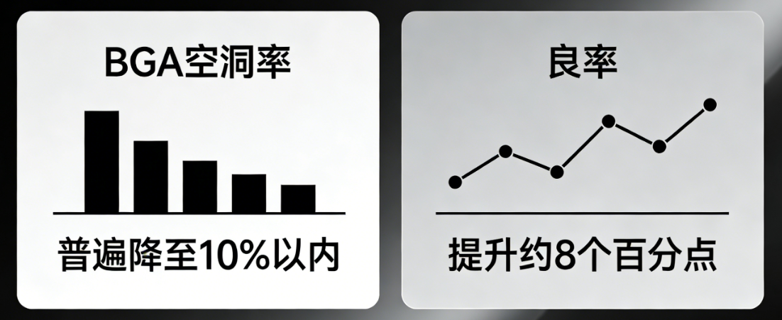 工业CT无损检测BGA空洞率普遍降至10%以内,良率提升了约8个百分点。 工业CT无损检测BGA空洞率普遍降至10%以内,良率提升了约8个百分点。