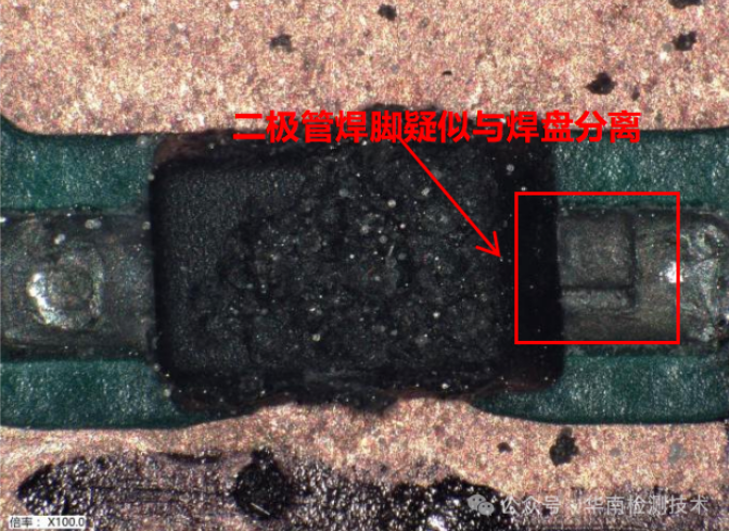 外观检查：焊脚与焊盘分离 - PCBA失效分析
